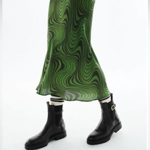 ZARA BLACK BUCKLE CHELSEA LUG SOLE BOOTS- SIZE 7.5- NWOT